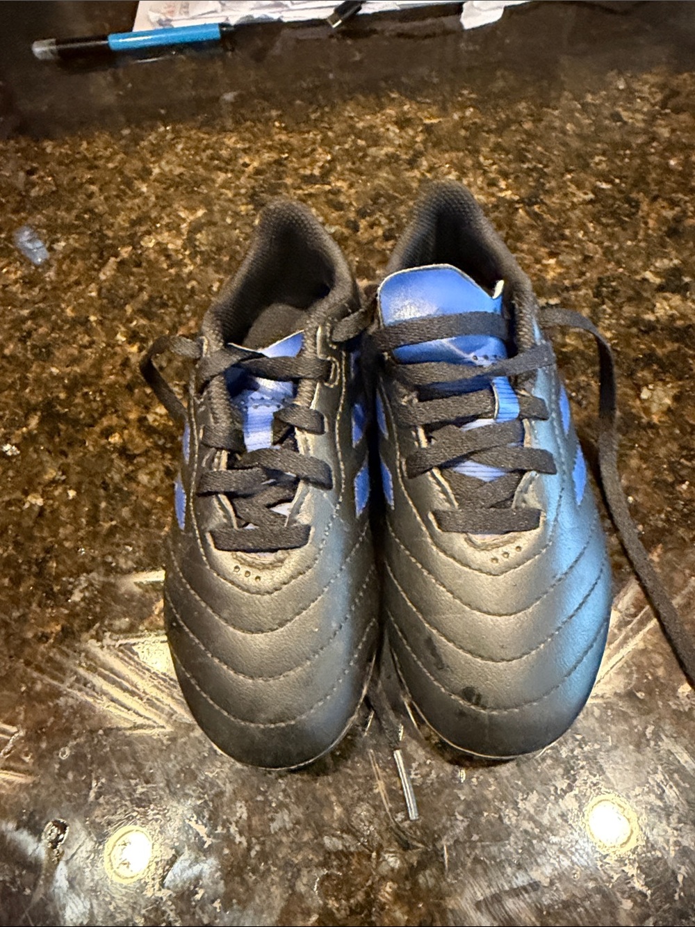 adidas Kids Black and Blue Lace-Up Boots